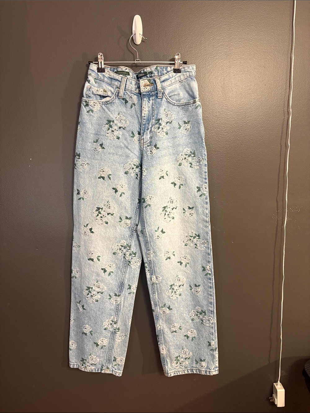 wild fable Light Blue Floral Straight-Leg Jeans